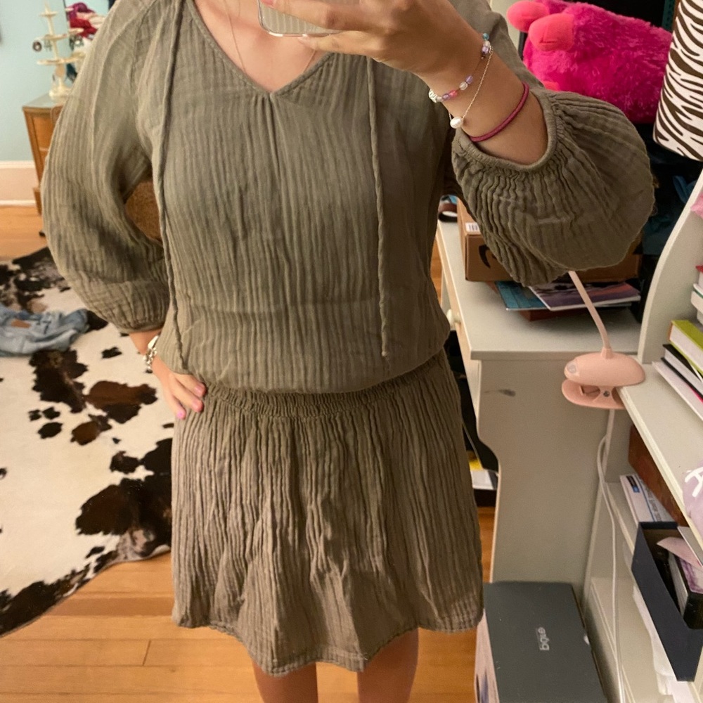 Michael Stars green 100% cotton long sleeve dress